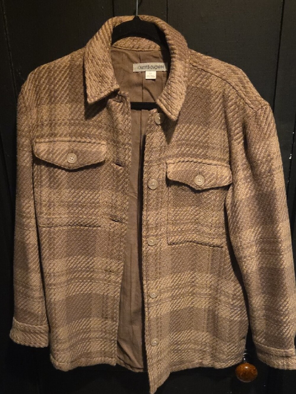 Outerknown Mauve/ Dusty Rose Plaid Shirt Jacket - Picture 3 of 3